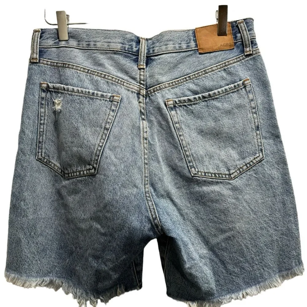 Aeropostale Denim Skater Shorts Distressed Vintage 90s Slouchy High Rise